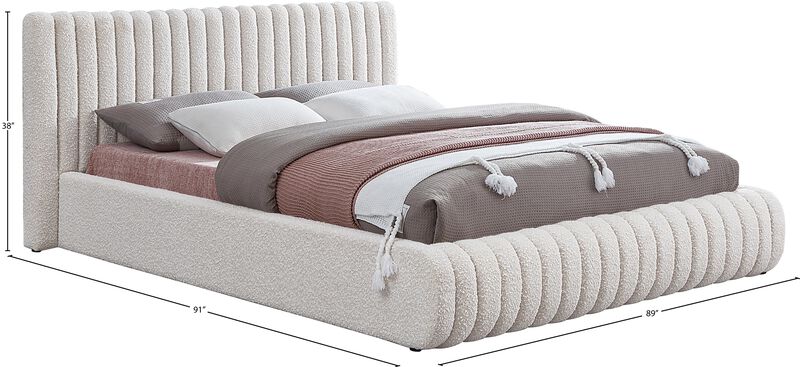 Meridian Furniture Nash Cream Boucle Fabric King Bed image number 8