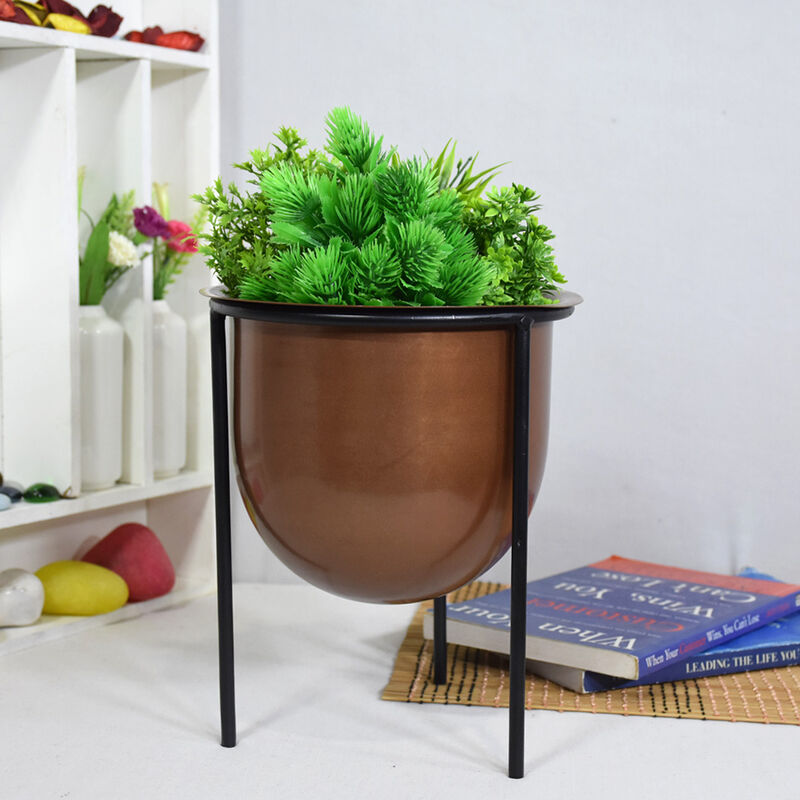 Handmade 100% Iron Round Modern Gold Coated Color 8.5 x 7.2 x 7.2 Inches Planters Pot 1009 BBH Homes