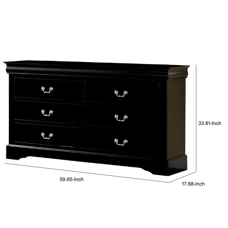 Wooden Dresser With Six Drawers , Black