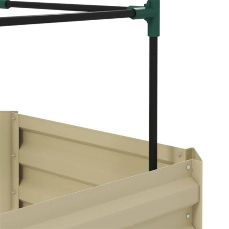 Galvanized Open Bottom Raised Garden Bed Planter with Tomato Cage Trellis