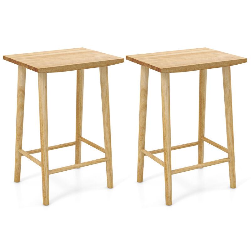 Set of 2 Bar Stools with Footrest Comfortable Seating for Kitchen or Bar