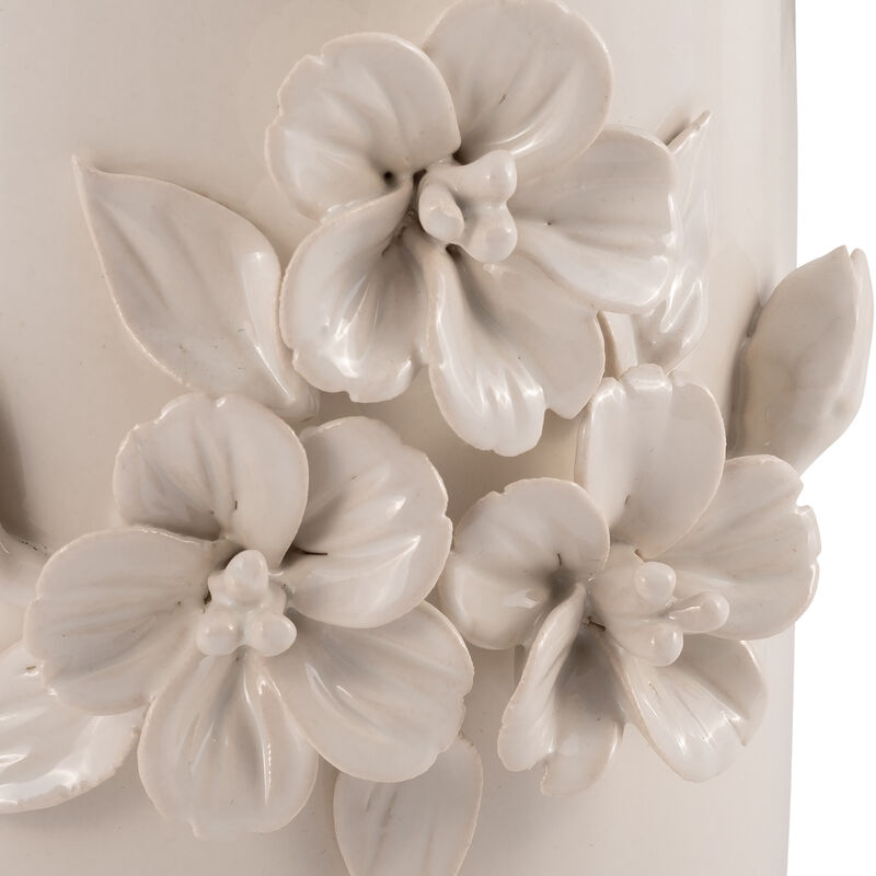 Cer, 8"h Flower Bunch Vase, Ivory image number 4
