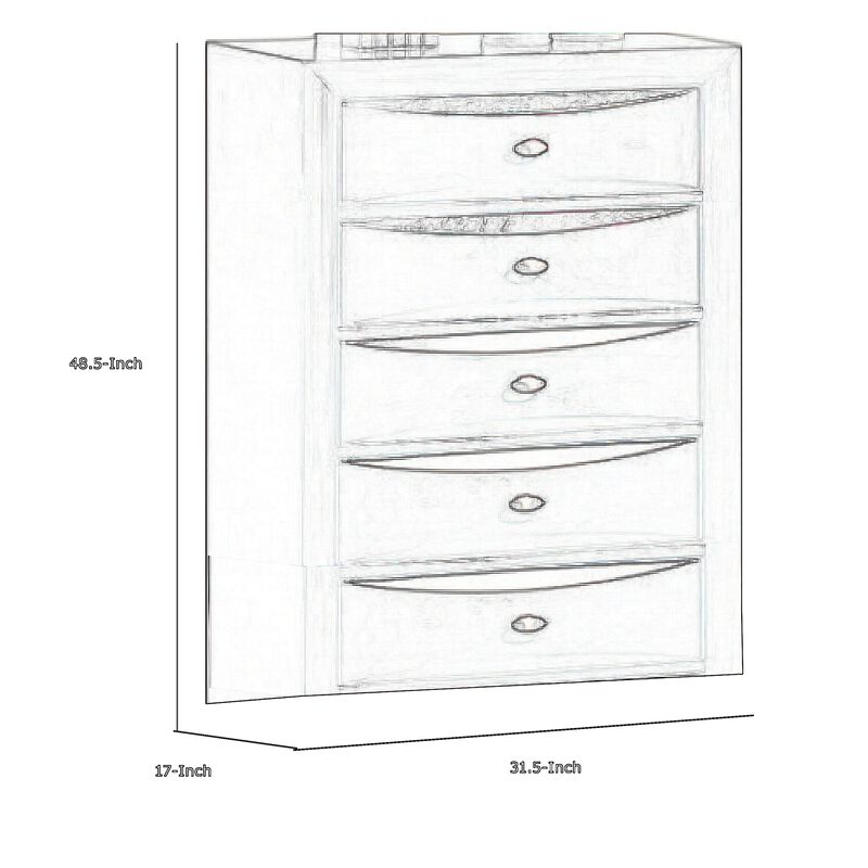 Simo Tall Dresser Chest, 5 Drawers, Chrome Handles, Modern Black Wood