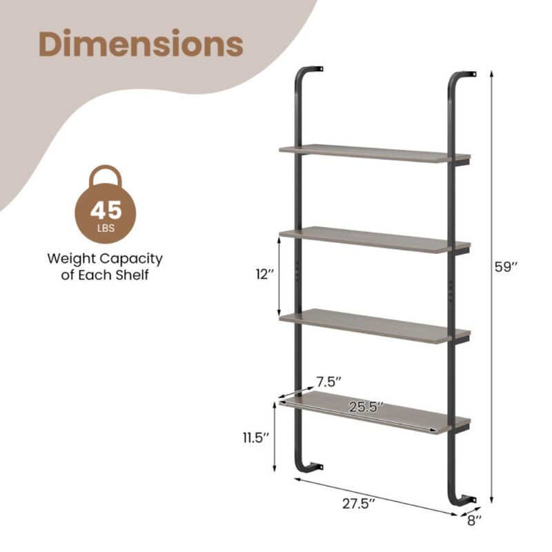 Hivvago 4-Tier Industrial Pipe Shelving with Metal Frame for Living Room Kitchen