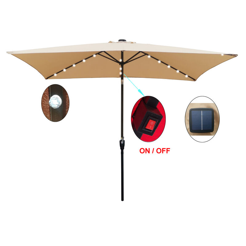 Streamdale Patio Solar Lighted Umbrella w/ Crank (6.5' x 10')