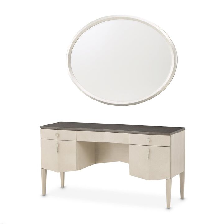 Michael Amini Fantosini Vanity with Mirror - Silver Mist