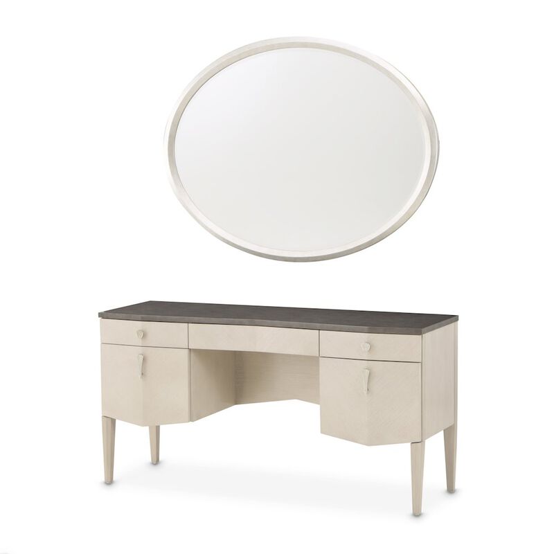 Michael Amini Fantosini Vanity with Mirror - Silver Mist