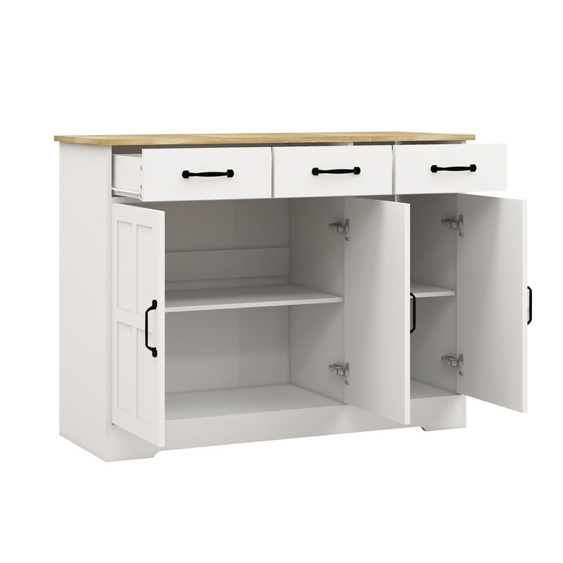 White Wood 42.72 in. Sideboard with Shaker Style Design Doors