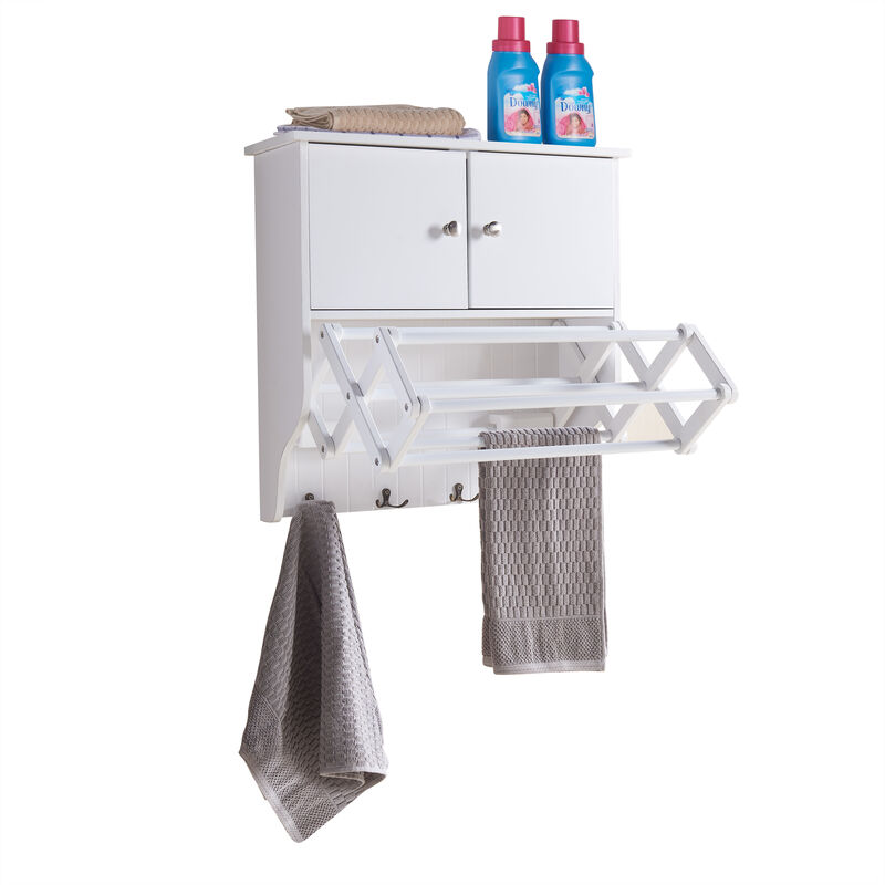 Accordion Expandable / Collapsible Wall Mount Drying Rack with Cabinet