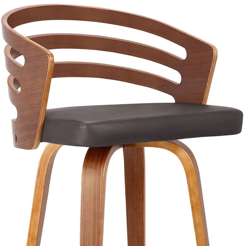 Hivvago 26 Inch Brown Iron Swivel Low Back Counter Height Bar Chair