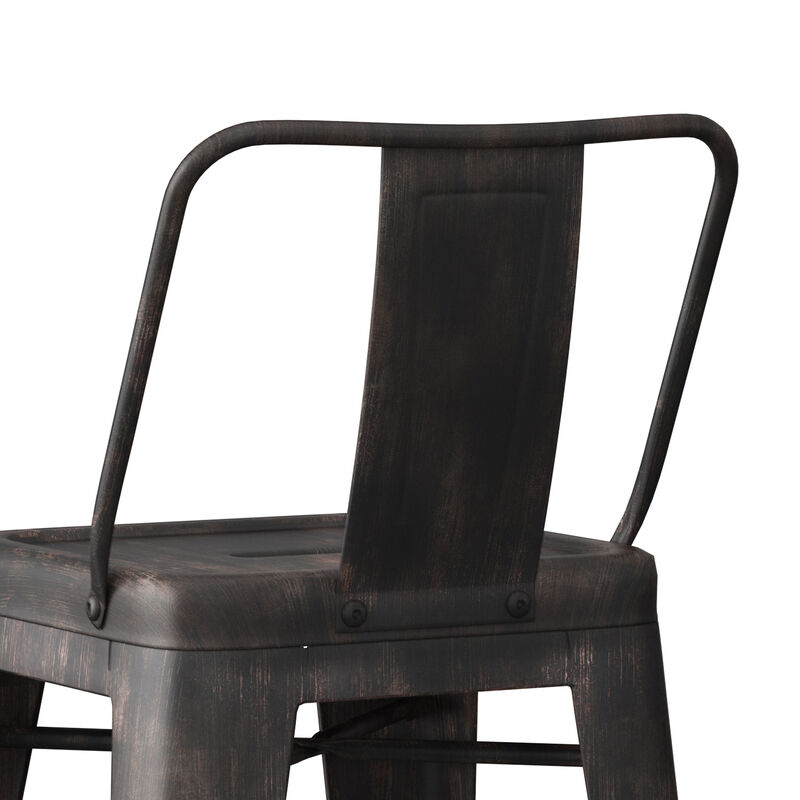 Rayne Industrial Metal 24 inch Counter Height Stool (Set of 2) in Distressed Black