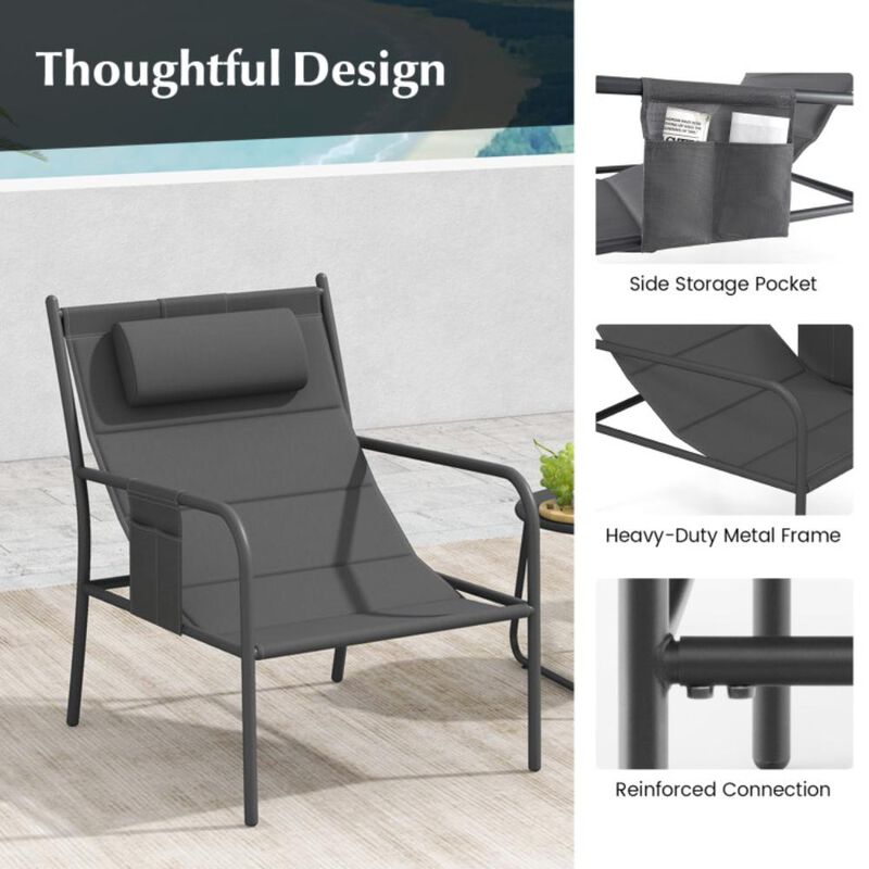 Hivvago 3 Piece Outdoor Bistro Set Patio Metal Chair and Coffee Table Set