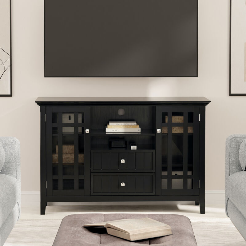 Bedford SOLID WOOD 53 inch Wide Transitional TV Media Stand in Black For TVs up to 60 inches
