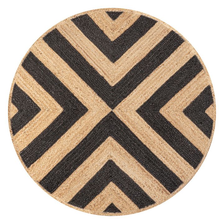 Piper Two Tone Chevron Round Jute Round Area Rug