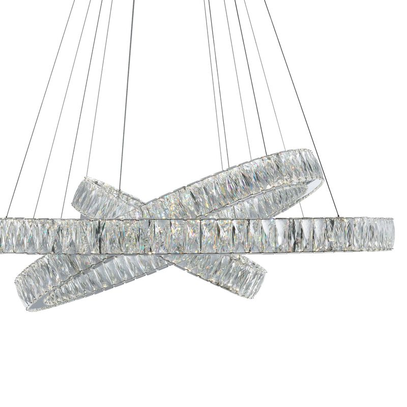 Crystal Elegance Chandelier Chrome Crystal Integrated LED 3 Rings