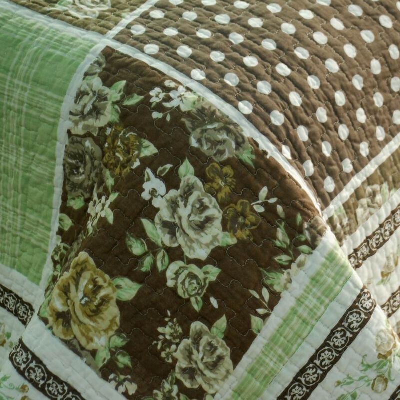 Queen Size Cotton 3-Piece Vermicelli Quilted Printed Quilt Set with Shams image number 4