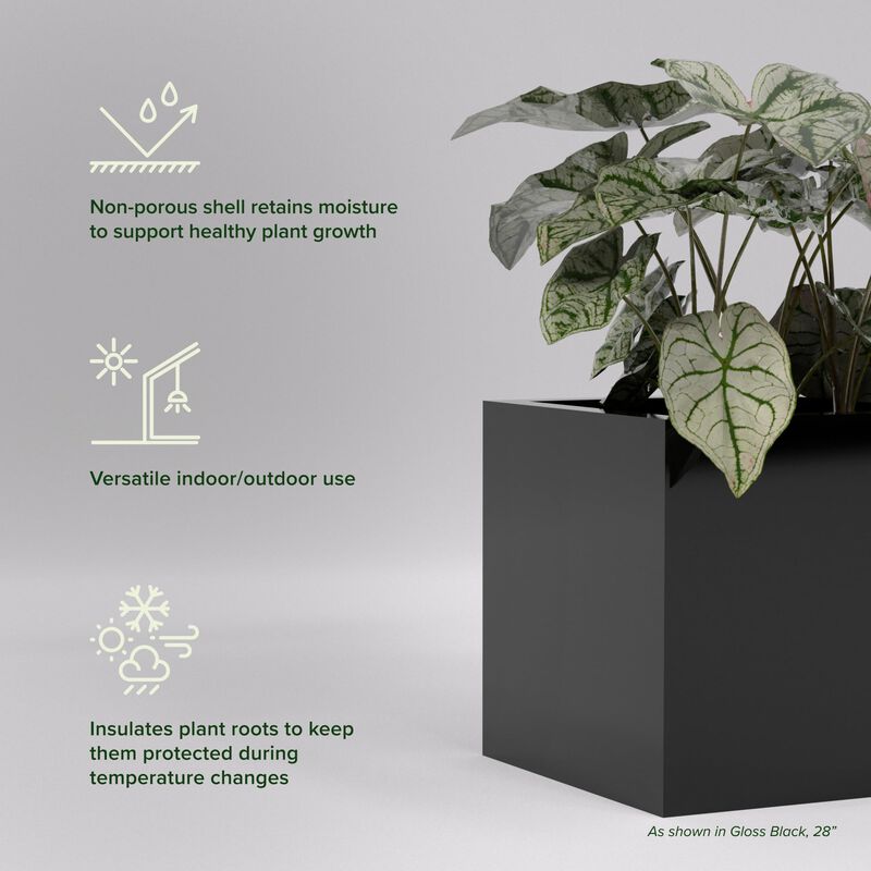 Greenline Fiberglass Jack Square Cube Planter - Indoor/Outdoor Large Fiberglass Lightweight Planter.