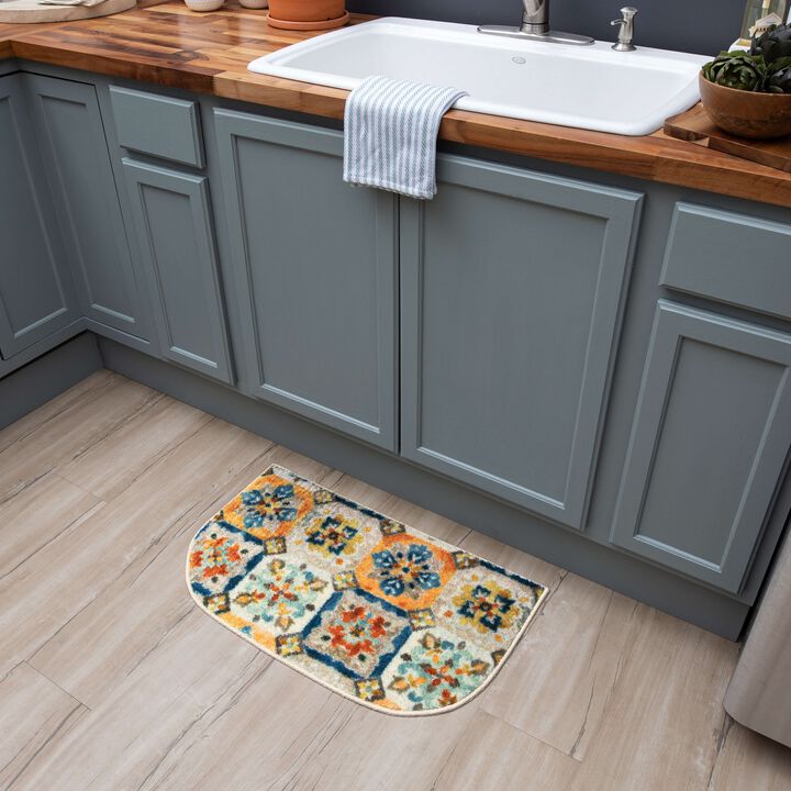 Watercolor Tiles Multi 1' 6" x 2' 6" Kitchen Mat