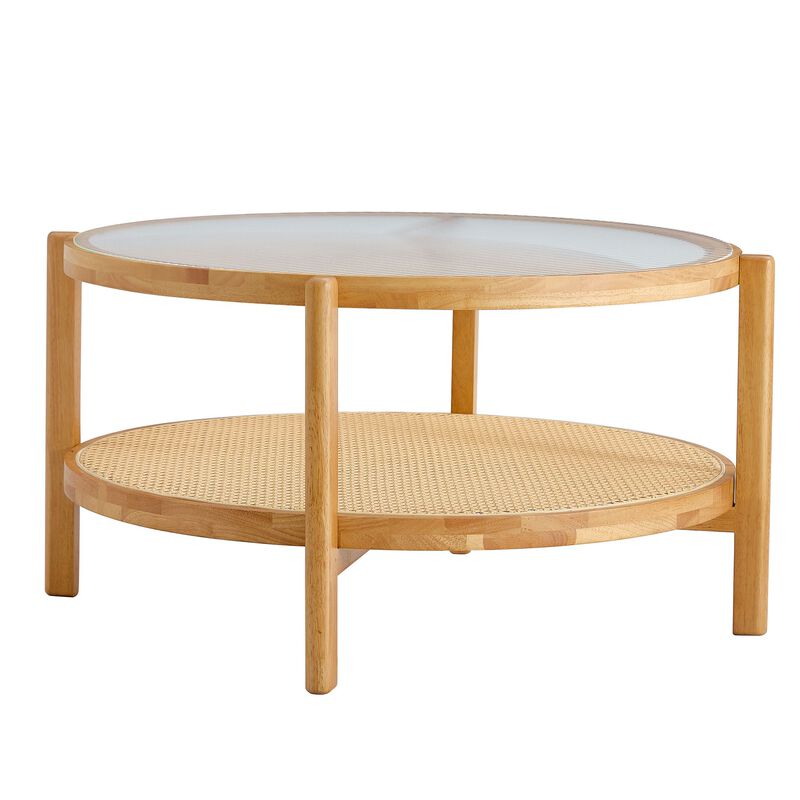 Modern Simple Solid Round Rattan Woven Side Table for Living, Dining, and Bedroom