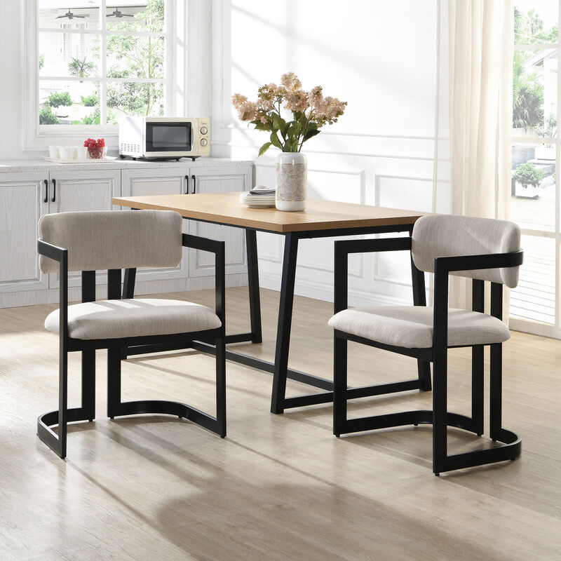 Merax Set of 2 Fabric Dining Chairs with Iron Frame image number 2