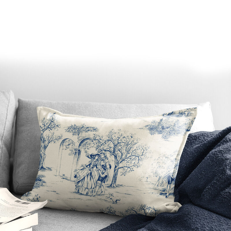 6ix Tailors Fine Linens Archamps Toile Blue Decorative Throw Pillows image number 2