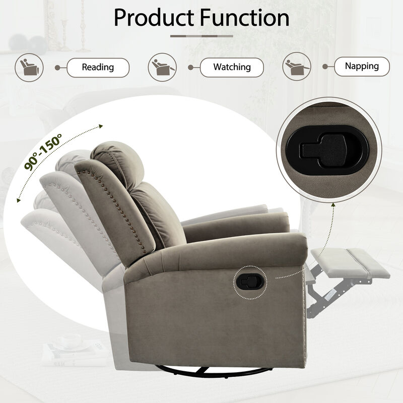 Merax 360&deg; Swivel Recliner Manual Rocking Recliner