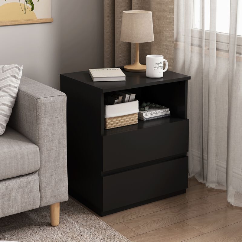 GOODSILO Set of 2 Practical End Tables with Fast USB C Charging Station, Sofa Side Tables with 2 Drawers & Large Storage for Living Room, Bedroom, Office image number 6