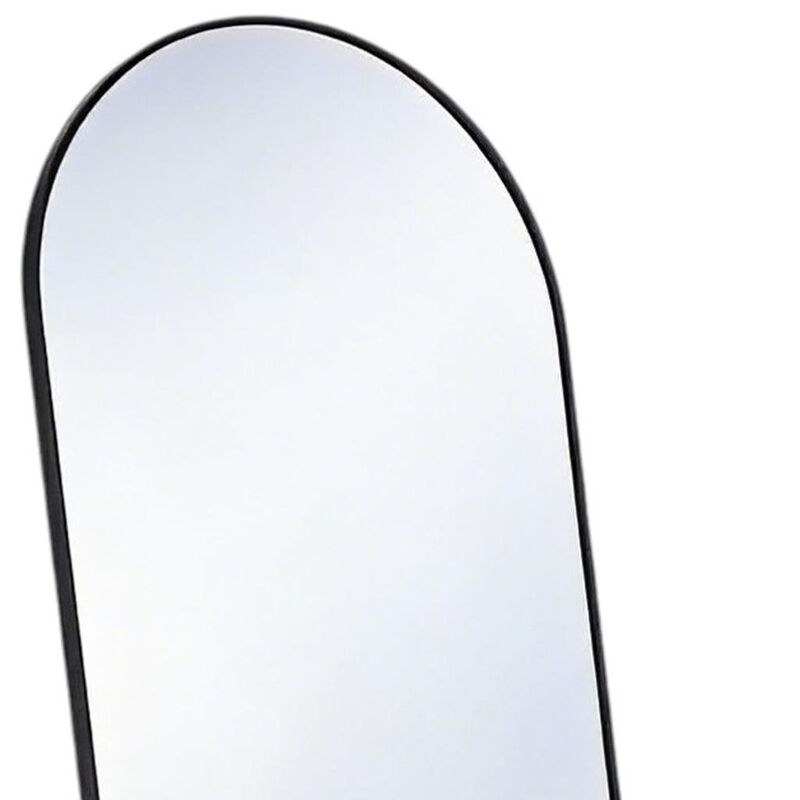 HomeRoots 64" Black Aluminum Arch Freestanding And Wall Mounted Framed Full Length Mirror image number 3