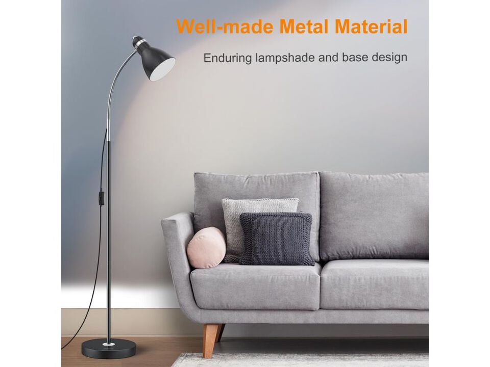 Metal Floor Lamp with Adjustable Gooseneck for Living Room Bedroom Office