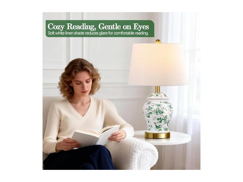 LED Vintage Traditional Ceramic Table Lamps Set Of 2 For Living Room Bedroom image number 3