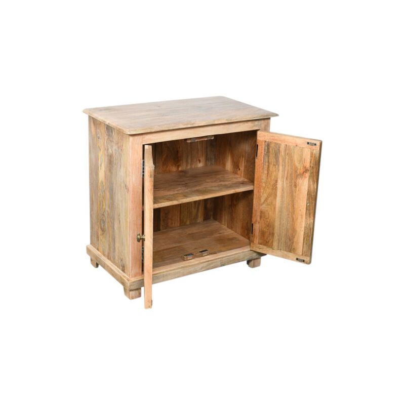 HomeRoots 28" Distressed Natural Solid Wood Nightstand With Storage image number 4