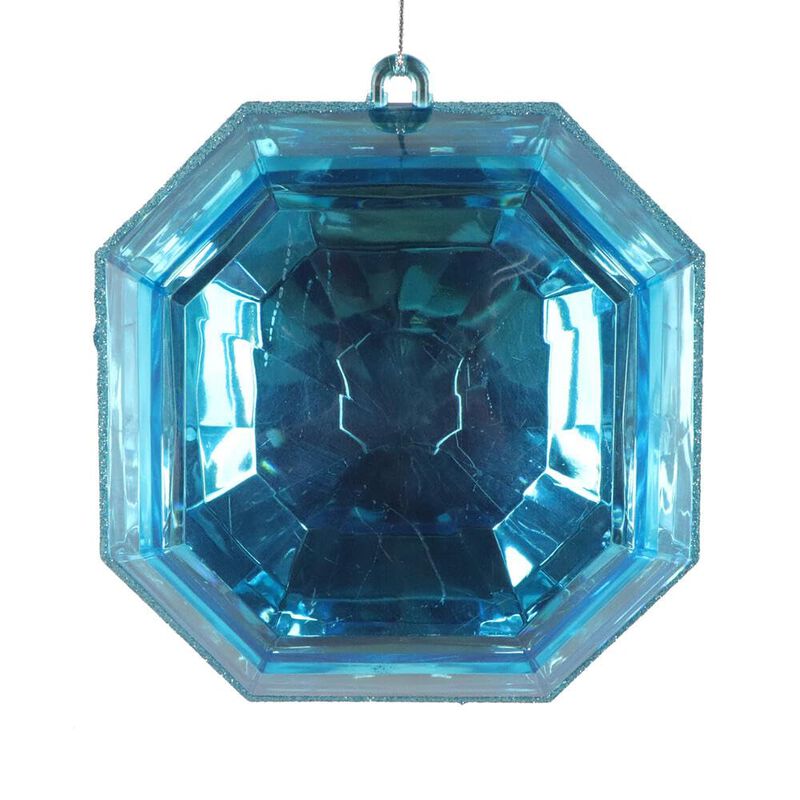 Vickerman 6" Turquoise Square Jewel Glitter Ornament. Includes 2 Pieces per Bag. String Hanger. image number 0
