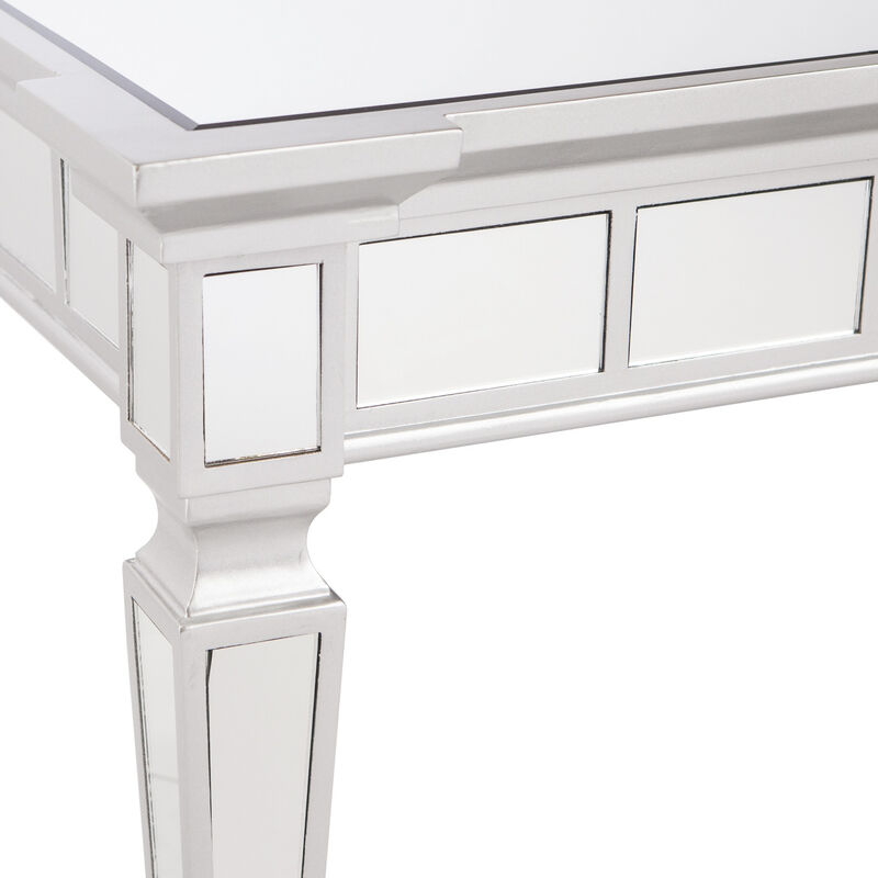 Hivvago 24 Inch Silver Glass Square End Table