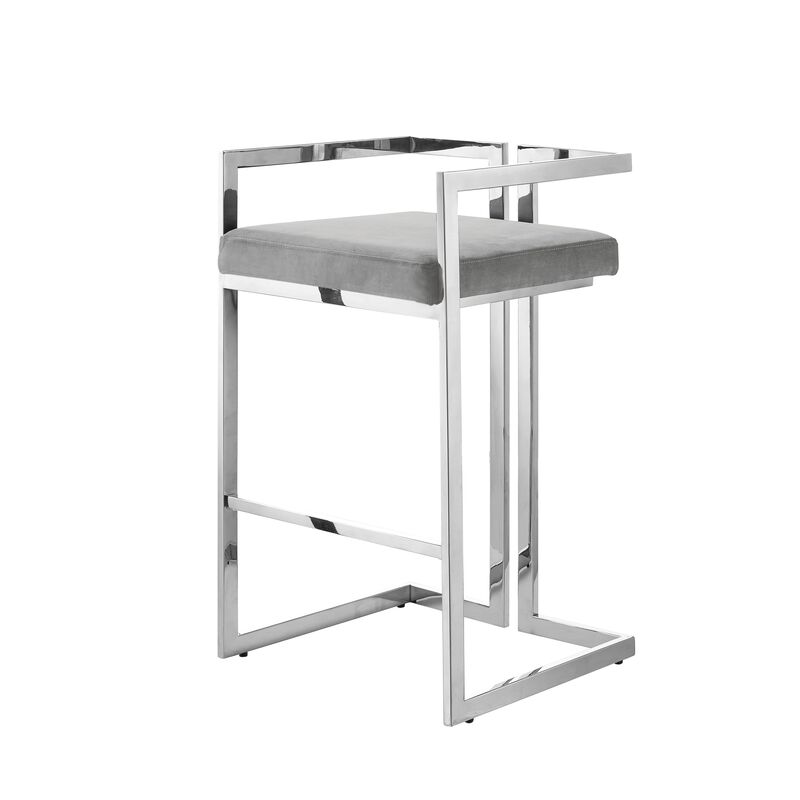 Inspired Home Anjali Velvet Bar Stool/Counter Stool