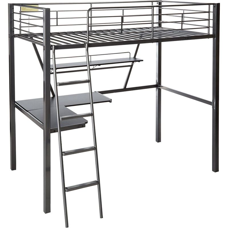 Senon Loft Bed & Desk in Silver & Black image number 1