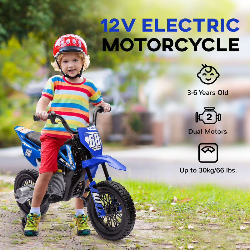 BreeBe 12V Kids Electric Motorcycle w/ Twist Grip Throttle, Training Wheels, Rear Suspension & Music image number 5