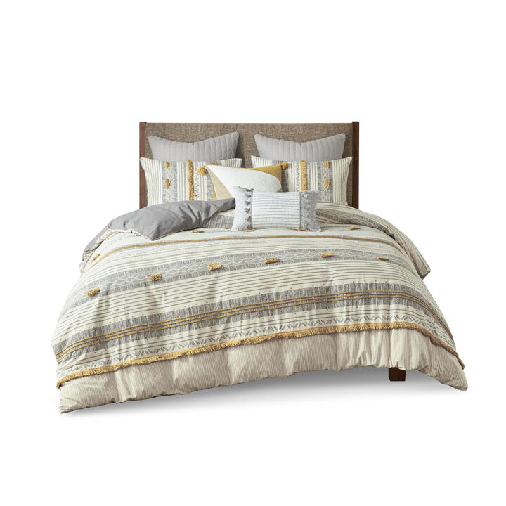 Gracie Mills Belinda Serene Stripe 3-Piece Cotton Comforter Set