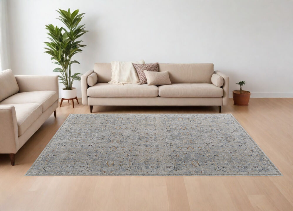 HomeRoots Abstract Power Loom Worn Faded Area Rug With Fringe