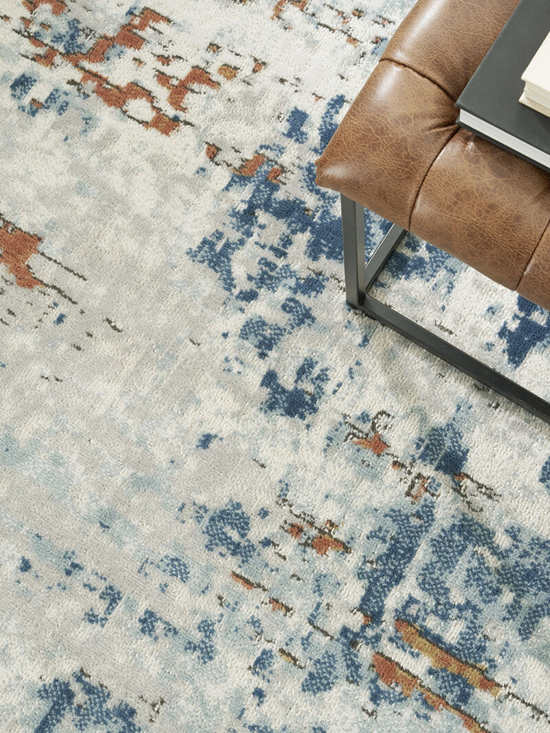 Quarry QUA01 Biege/Blue/Rust 5'3" x 7'3" Rug image number 1