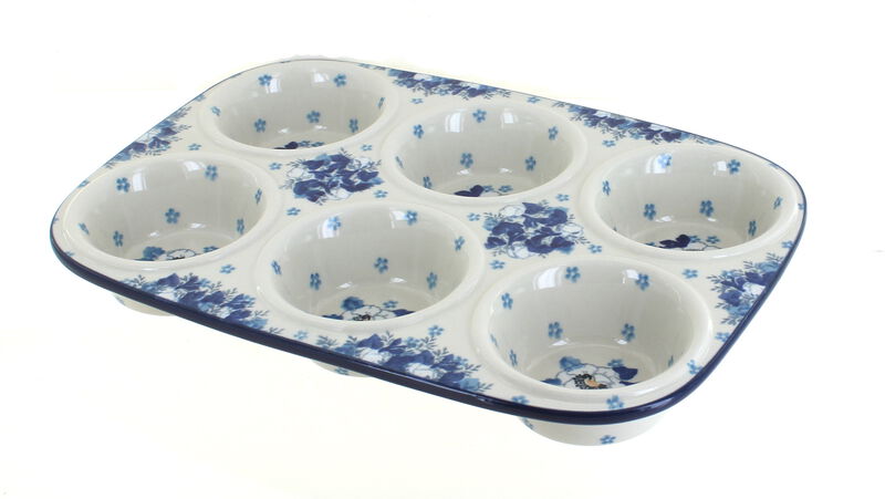 Blue Rose Polish Pottery Eliza Muffin Pan