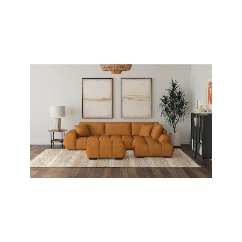 Coaster Co. of America Camacho Upholstered Chaise Sectional Sofa Orange