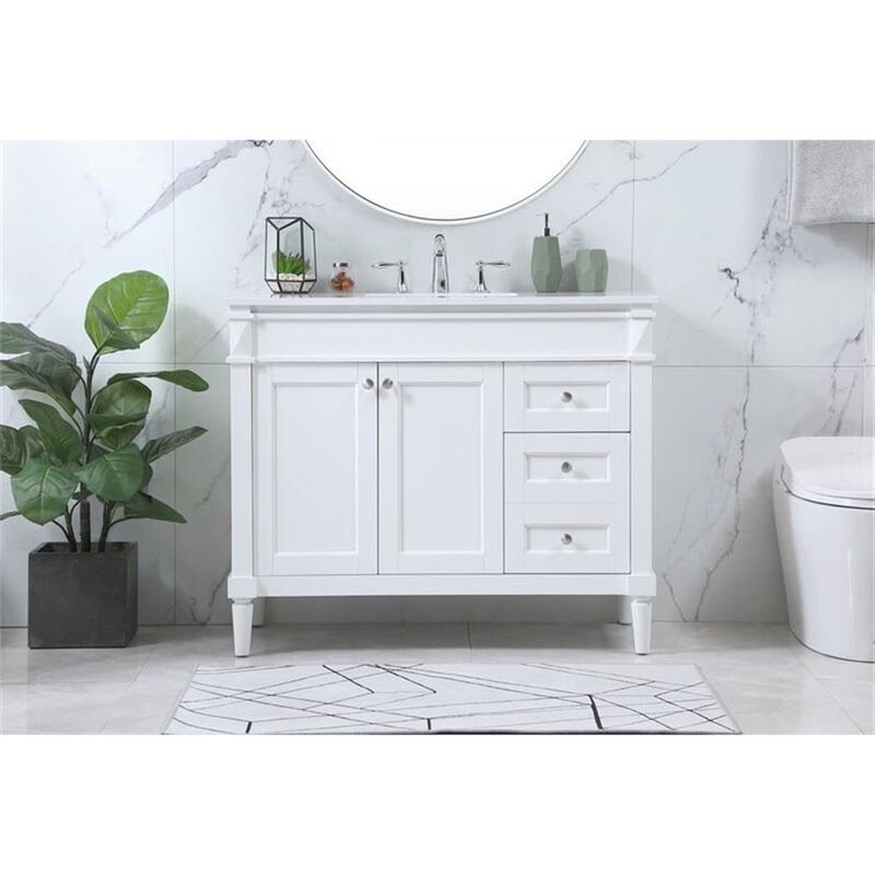 Elegant Kitchen and Bath 42 inch Single bathroom vanity in white image number 7