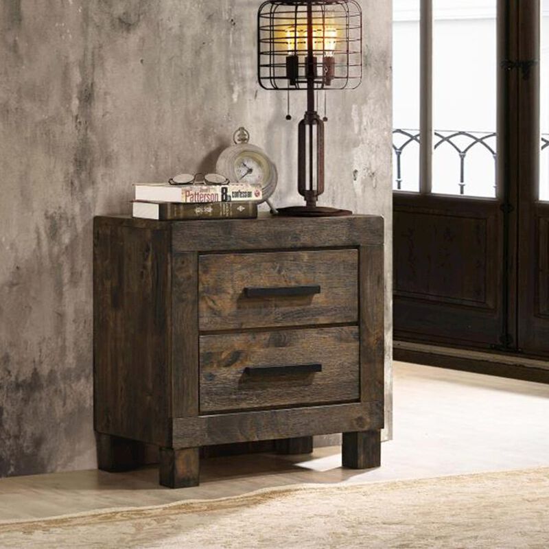 Simple Relax 2 Drawers Wooden Nightstand in Golden Brown image number 4