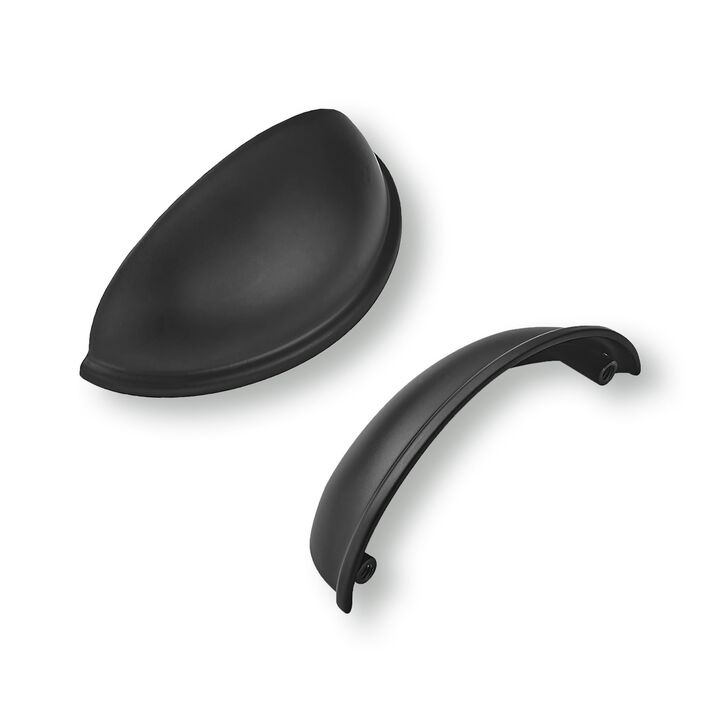 khtumeware 2 Pack 3"" Drawer Pulls Matte Black Cabinet Cup Pulls Kitchen Hardware Cabinet Handles Drawer Handles Knobs 3 inch Ho