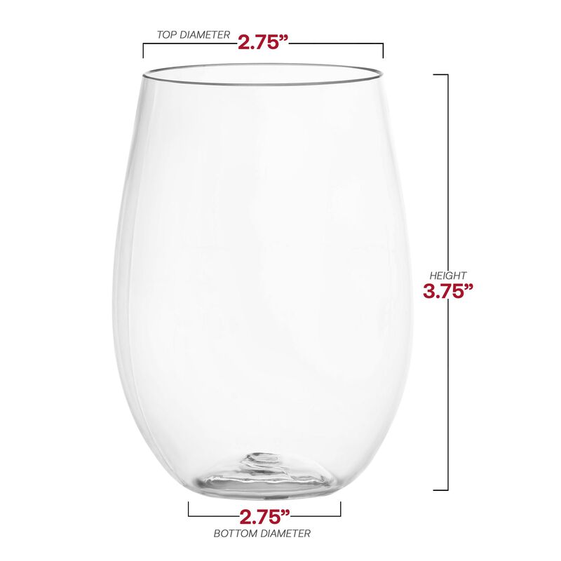 16 oz. Clear Elegant Stemless Plastic Wine Glasses (64 Glasses) image number 5