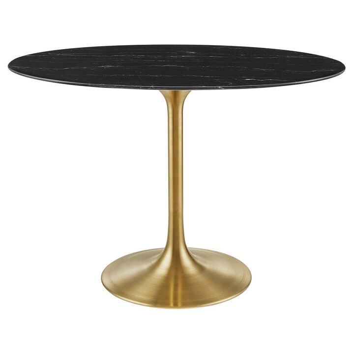 Modway - Lippa 42" Oval Artificial Marble Dining Table Gold Black
