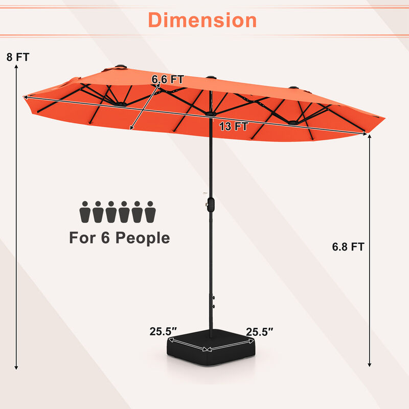 Double-Sided Patio Twin Table Umbrella with Crank Handle