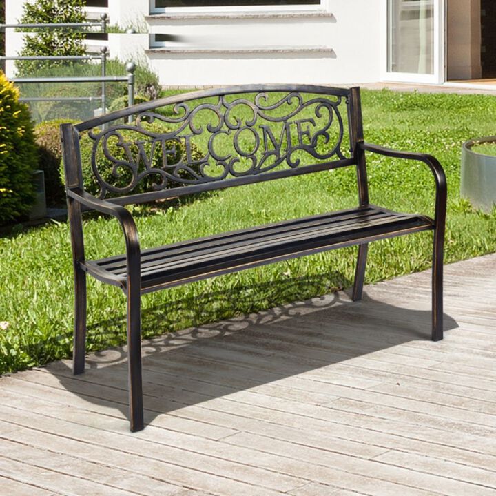 Outdoor Furniture Steel Frame Porch Garden Bench