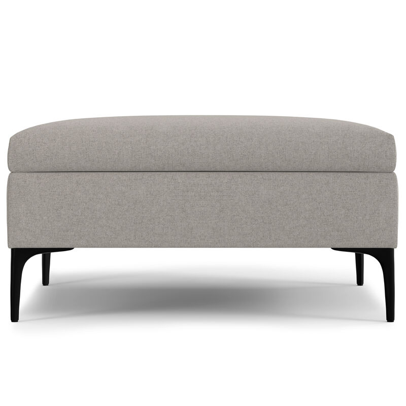Rebecca 36 inch Wide Contemporary Square Mid Century Coffee Table Storage Ottoman with Lift Up Lid in Cloud Grey Polyester Linen, Assembled