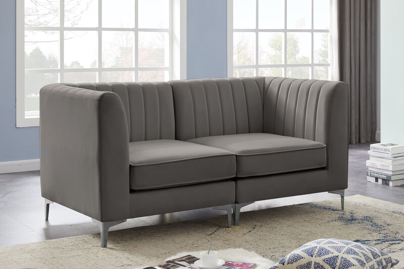 Meridian Furniture Alina Grey Velvet Modular Sofa image number 3